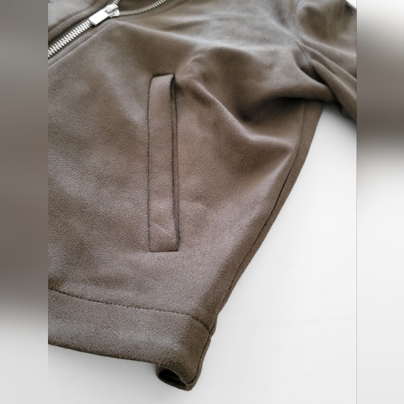 Lauren Conrad Green Suede Moto Jacket Women's Size Medium - Picture 5 of 10